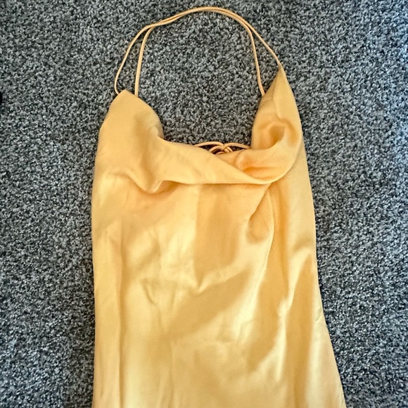 Meshki Draped Slinky Maxi Dress with Cowl Neckline and Lace Cut Outs - Picture 6 of 9